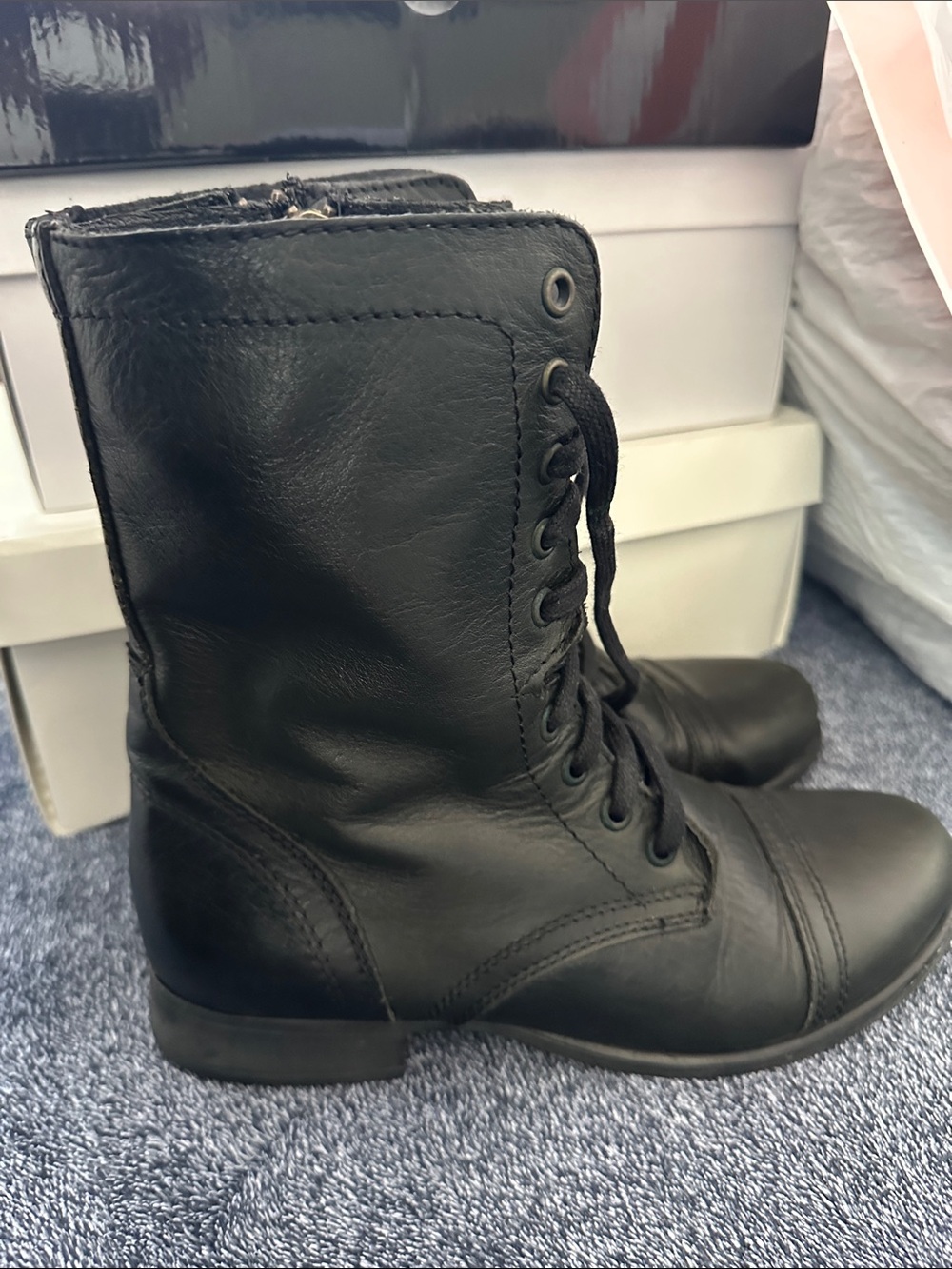 Steve Madden Black Lace-Up Combat Boots
